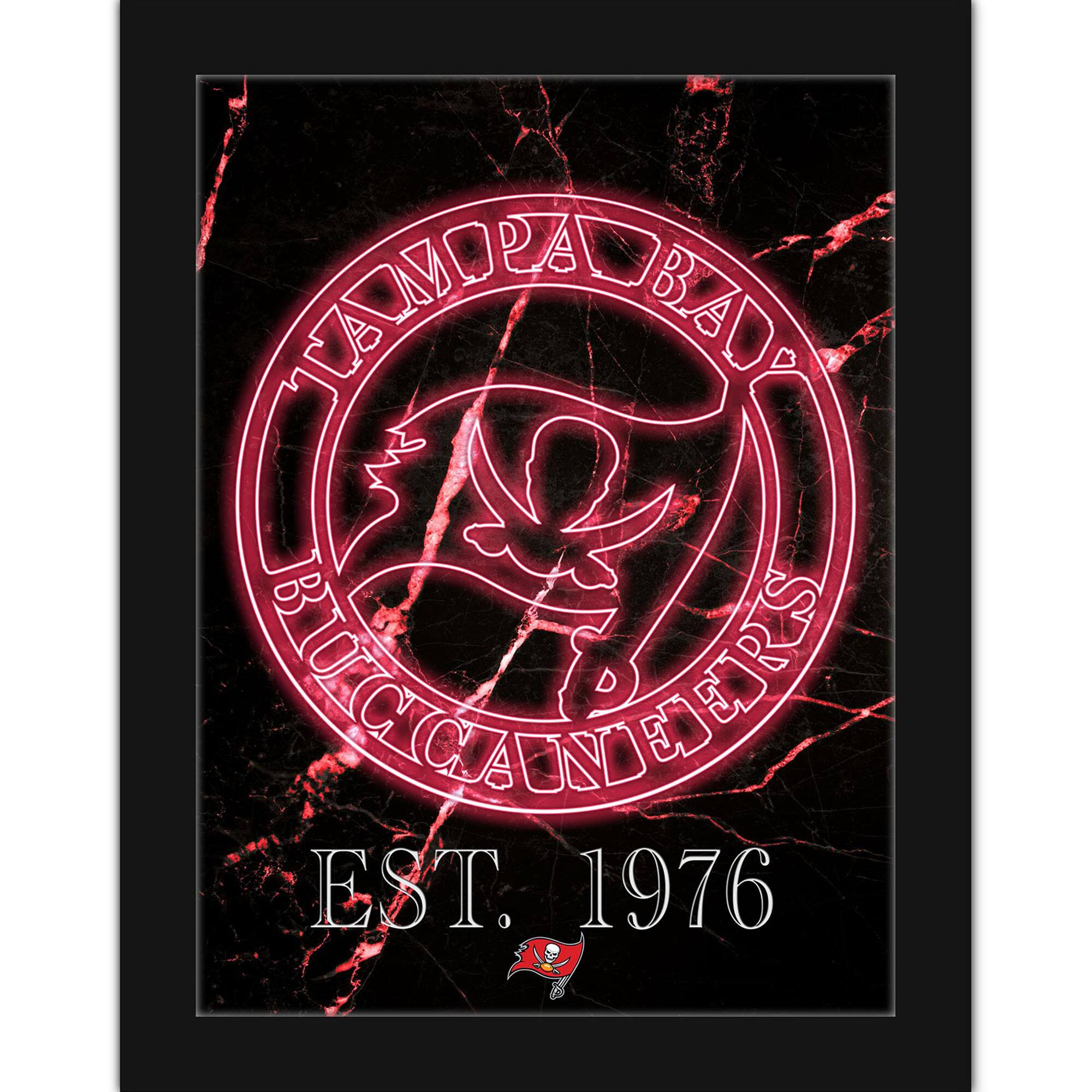 Black Tampa Bay Buccaneers 12'' x 16'' Framed Circle Logo Print
