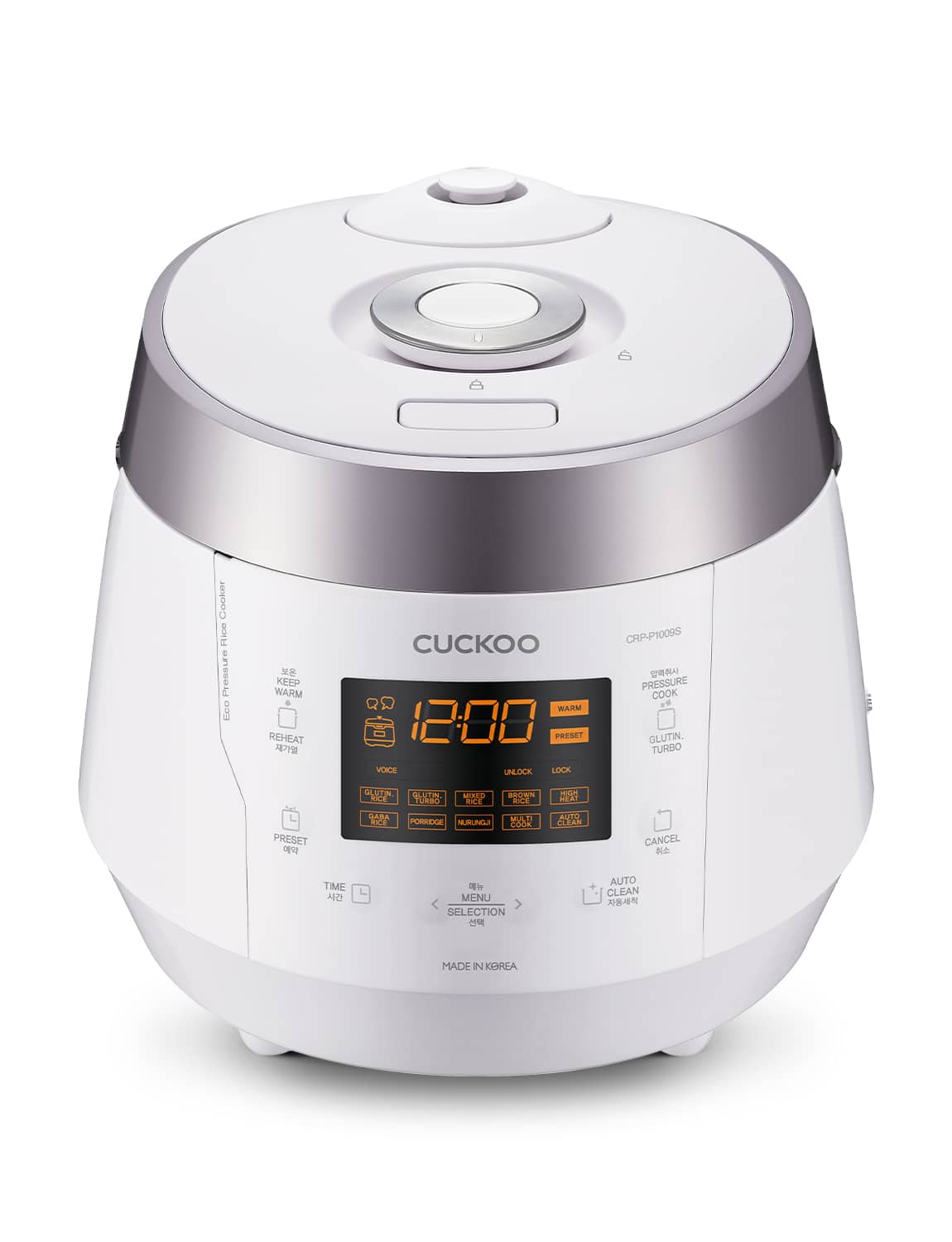 Cuckoo - CRP-P1009SW 10-Cup (Uncooked) / 20-Cup (Cooked) Heating Pressure Rice Cooker & Warmer with Nonstick Inner Pot - White