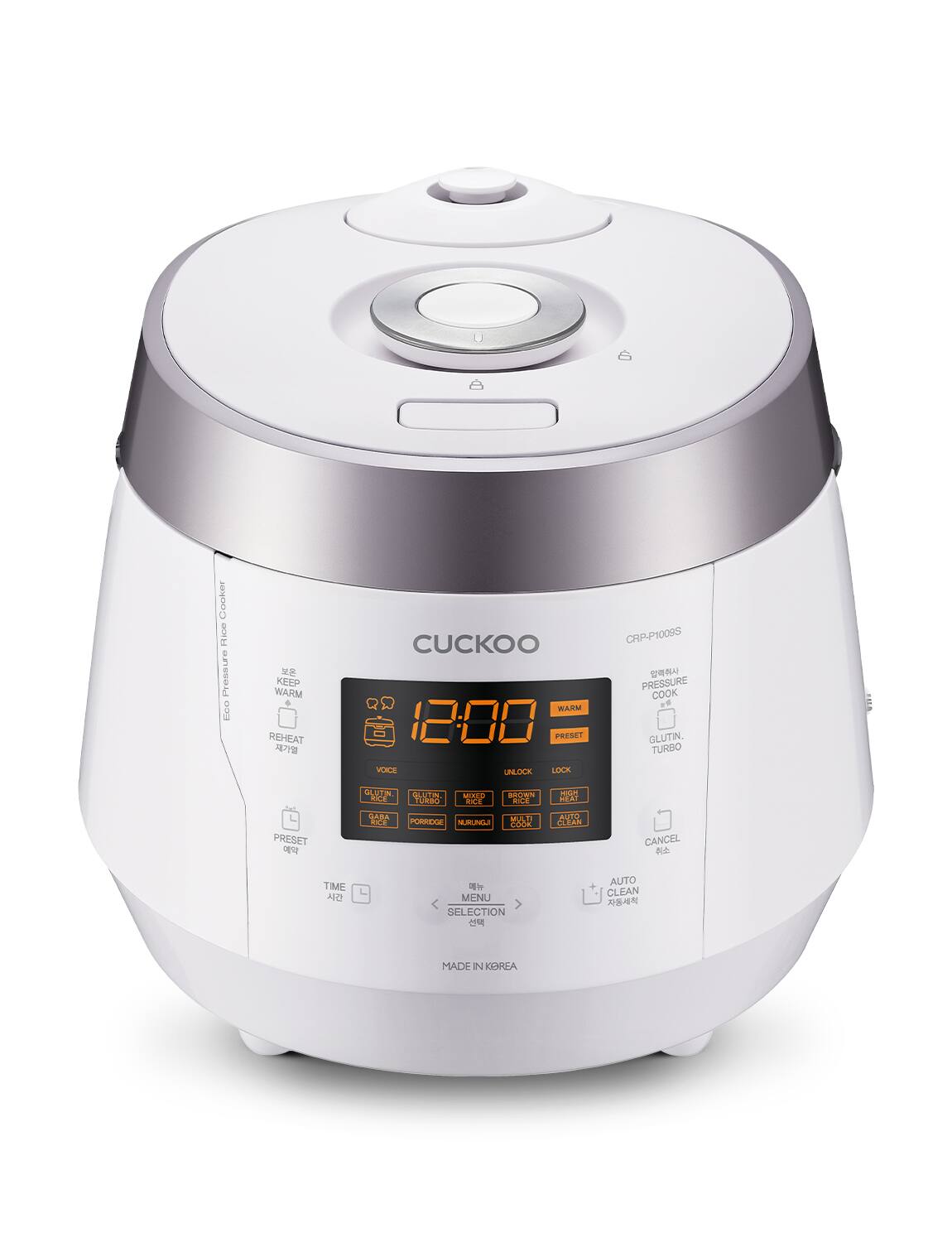 Cuckoo - CRP-P1009SW 10-Cup (Uncooked) / 20-Cup (Cooked) Heating Pressure Rice Cooker & Warmer with Nonstick Inner Pot - White