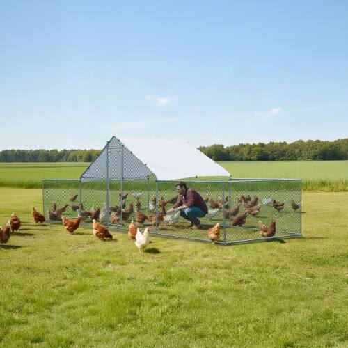 Alt View 8. Winado - 22 x 6.5FT Metal Walk In Chicken Coop Run Cage Rabbit Hutch, Hen House Enclosure for Garden.