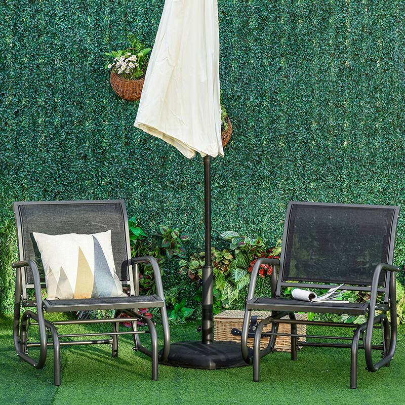 Alt View 1. Outsunny - Outdoor Glider Swing, Rocking Chair Set with Breathable Mesh Fabric - Black.
