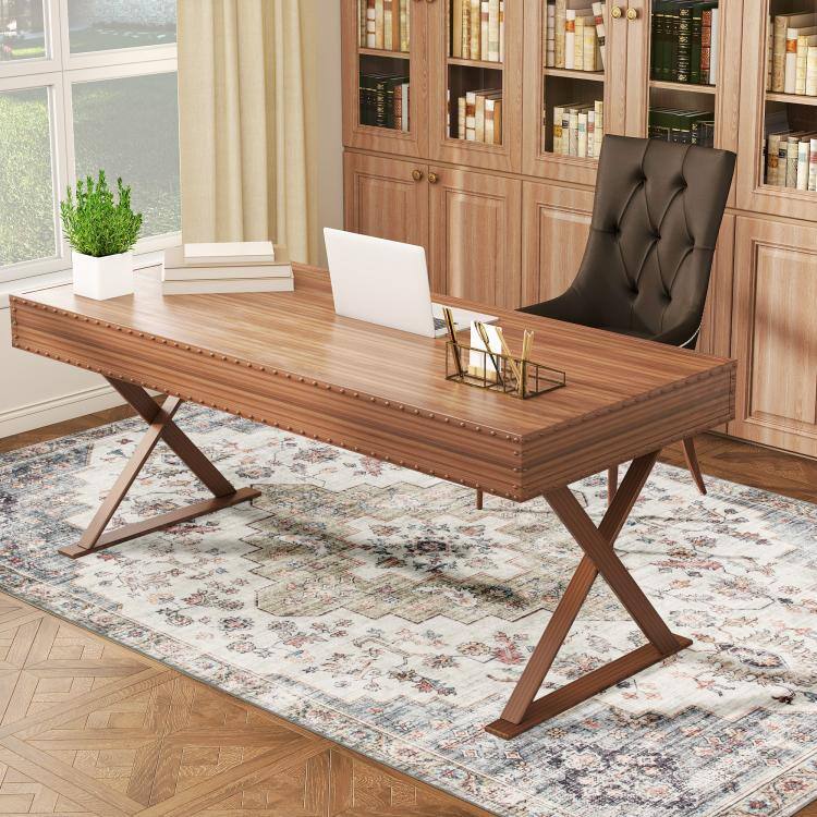 Alt View 4. PULUZ - 4x6 Area Rug, Vintage Machine Washable Rug, Non-Slip Carpet for Living Room, Bedroom, Dining Room - Brown and Green.