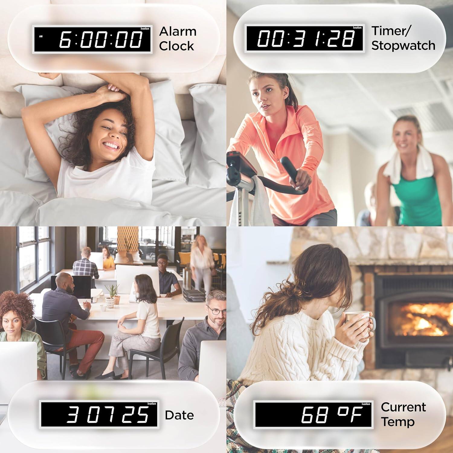 Alarm - 6:00:00  
Clock  
Timer/Stopwatch - 00:31:28  
Date - 3 07 25  
Current Temp - 68 °F