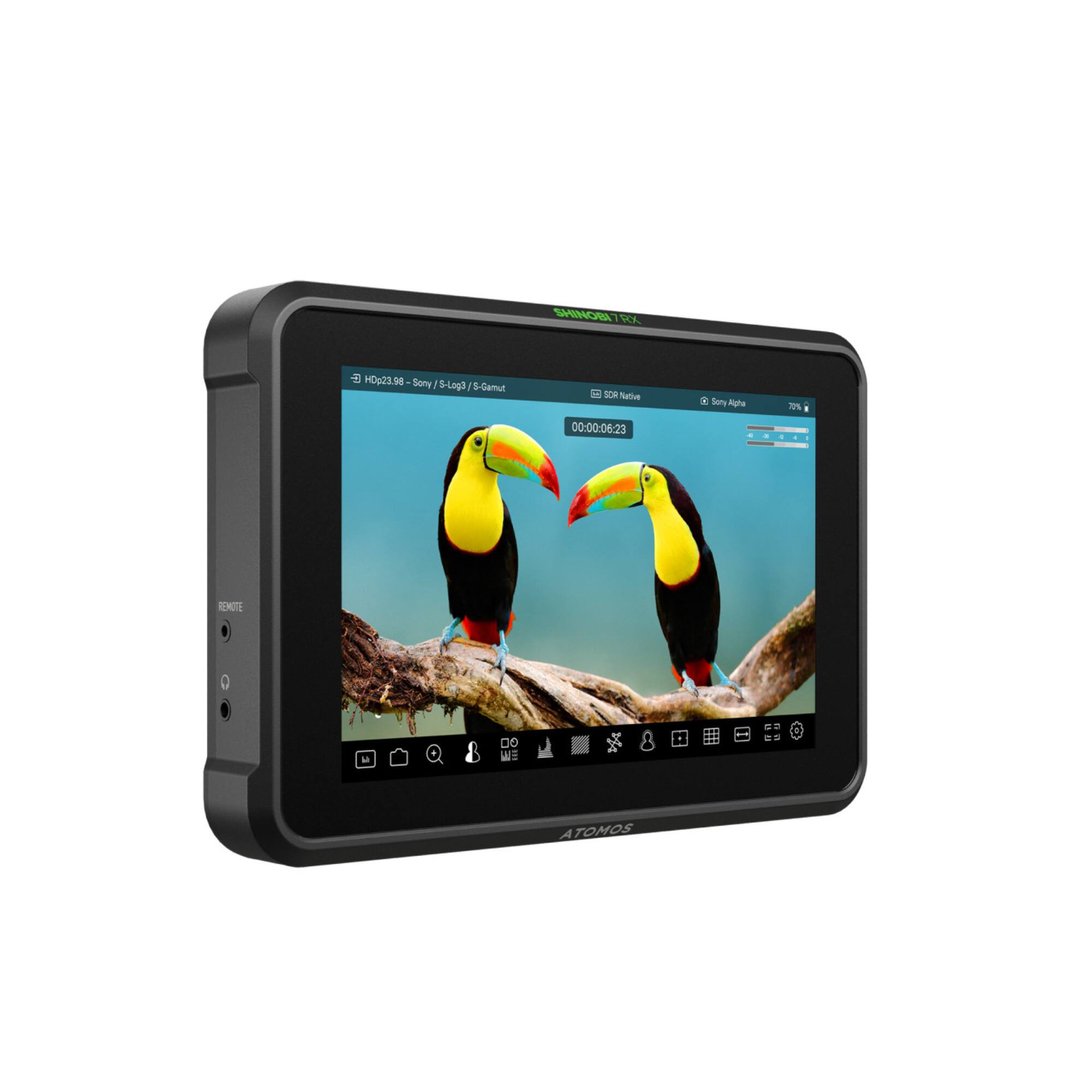 HDp23.908 - Sony / S-Log3 / S-Gamut  
00:00:06:23  
SDR Native  
Sony Alpha  
70%  
REMOTE  
ATOMOS