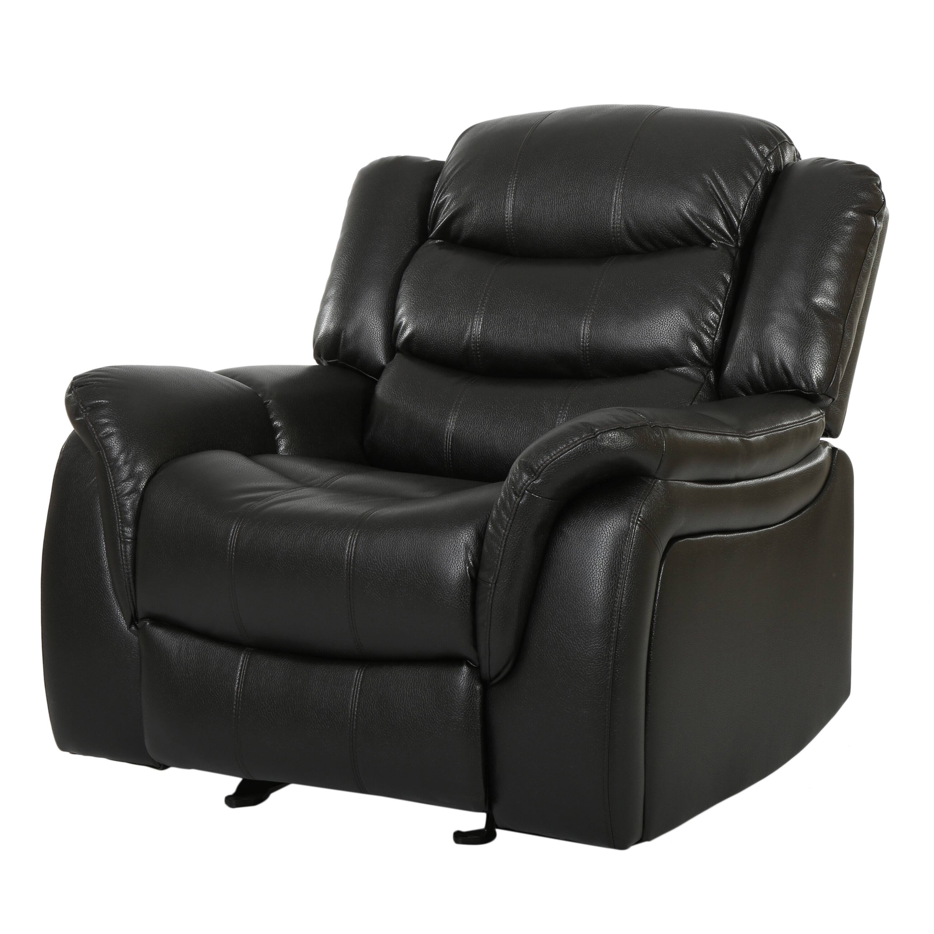 Alt View 4. APRILSOUL - Classic Design Recliner Black Berry Pu Upholstery Glider Recliner - Brown.