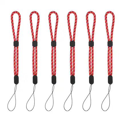 Front. Unique Bargains - Camera Wrist Strap, 6pcs Adjustable Nylon Wristlet Lanyard String for Camera Keys Keychain Phone USB Wallet - Red Jacquard.