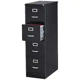 Staples - 4-Drawer Vertical File Cabinet, Letter Size, Lockable, 51.97"H x 14.9"W x 26.5"D - Black