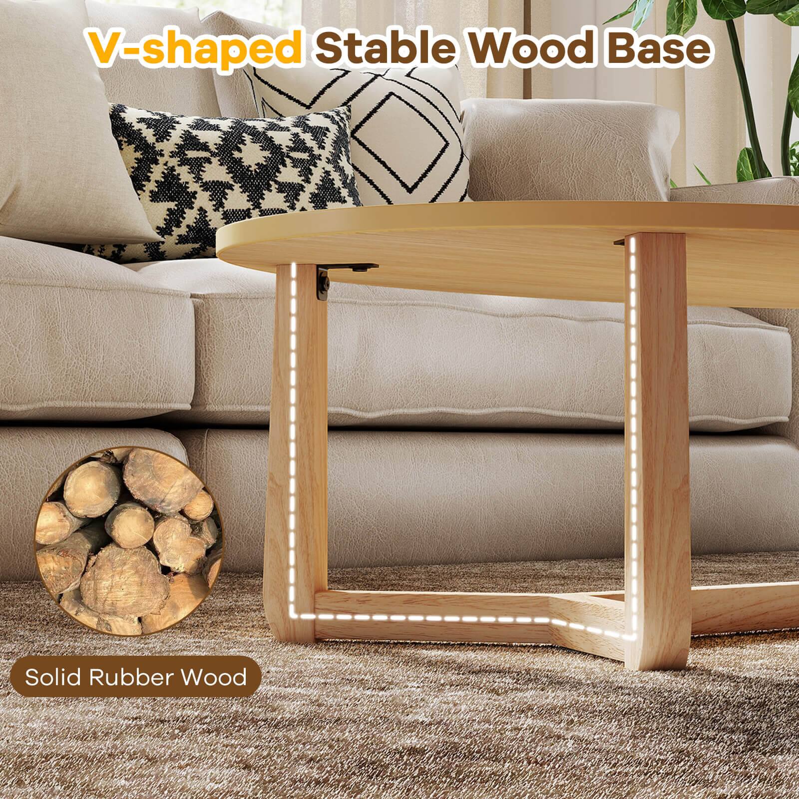 V-shaped Stable Wood Base  
Solid Rubber Wood