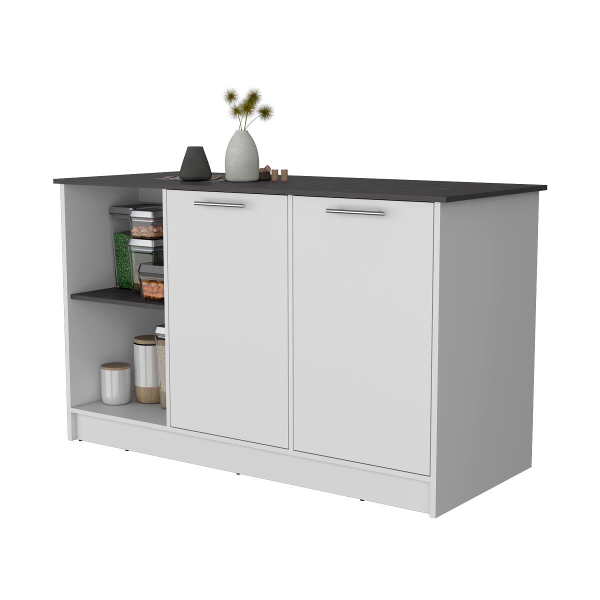 Alt View 1. Loheer - Loheer Multi Color Kitchen Island with Spacious Countertop and Storage - Multi.