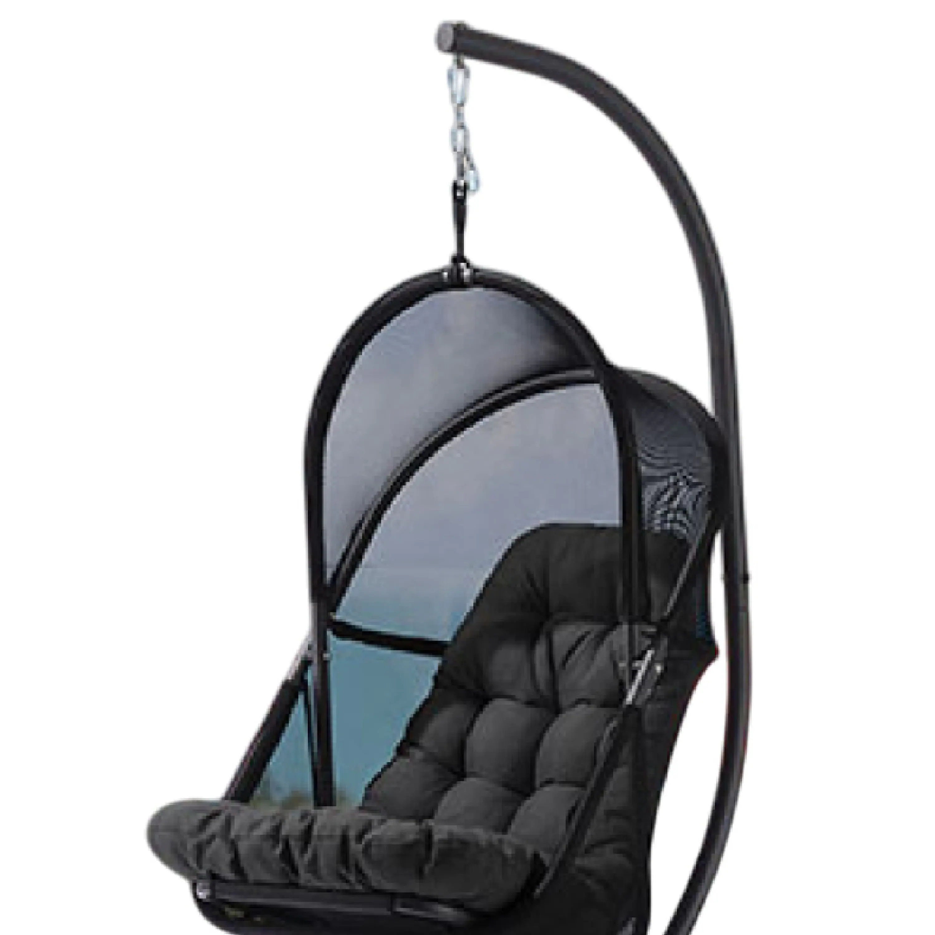 Alt View 2. Manhattan Lane - Bery Outdoor Swing Chair with Foldable Stand, Coastal Black Cushion - Black.
