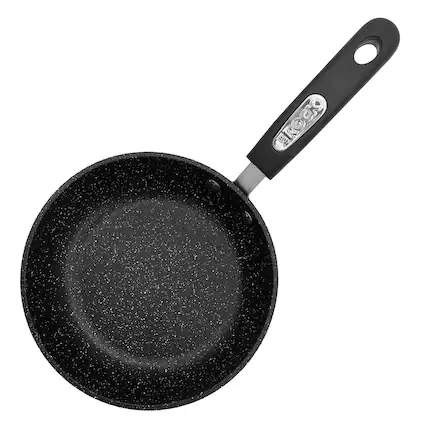 Front. THE ROCK by Starfrit - Terra Marble Non-Stick Fry Pan 12" with Bakelite Handle - Black.