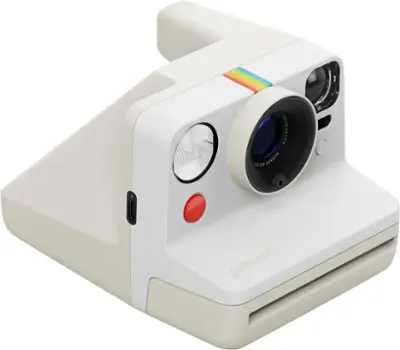 Polaroid - Now Gen 3 Instant Camera + Color Film Bundle (8 Photos) - Pebble White