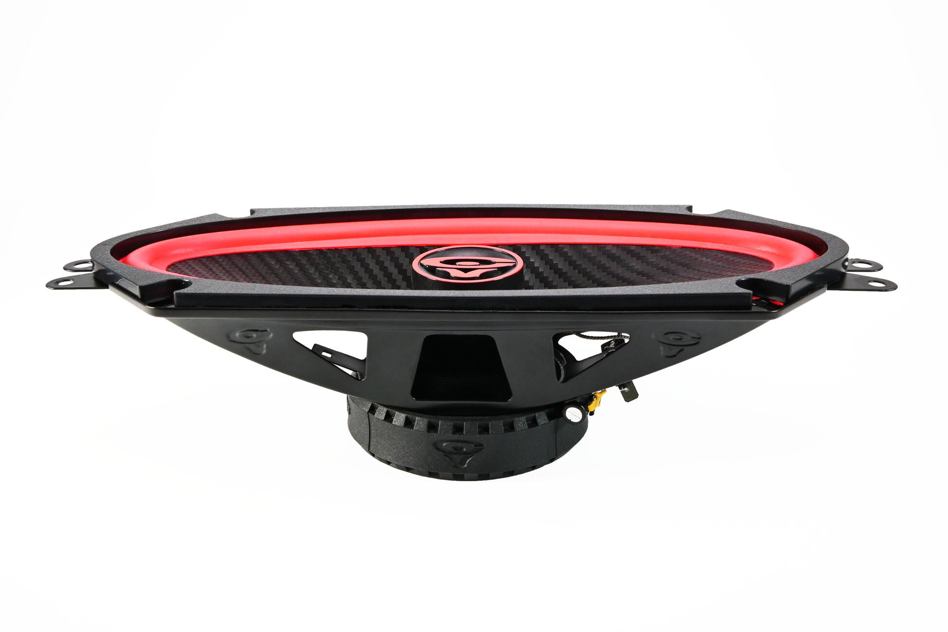 Left. Cerwin Vega - Cerwin Vega -- V410 Vega 2025 Edition - 4"x10" 2-Way Coaxial Full Range Speakers (4Ω) - Black and Red.