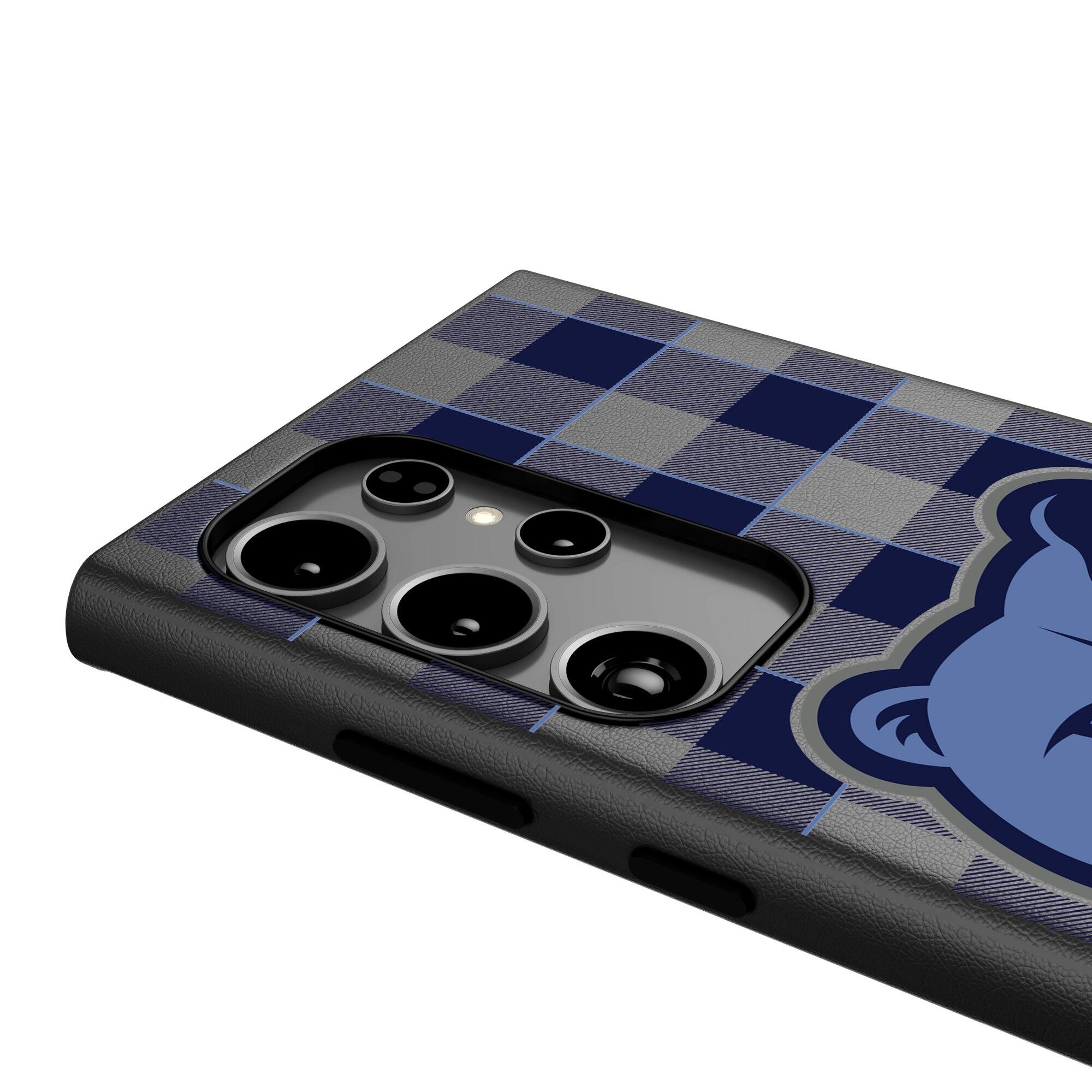 Alt View 3. Keyscaper - Memphis Grizzlies Plaid Galaxy Magnetic Bump Case - S25 - Black.