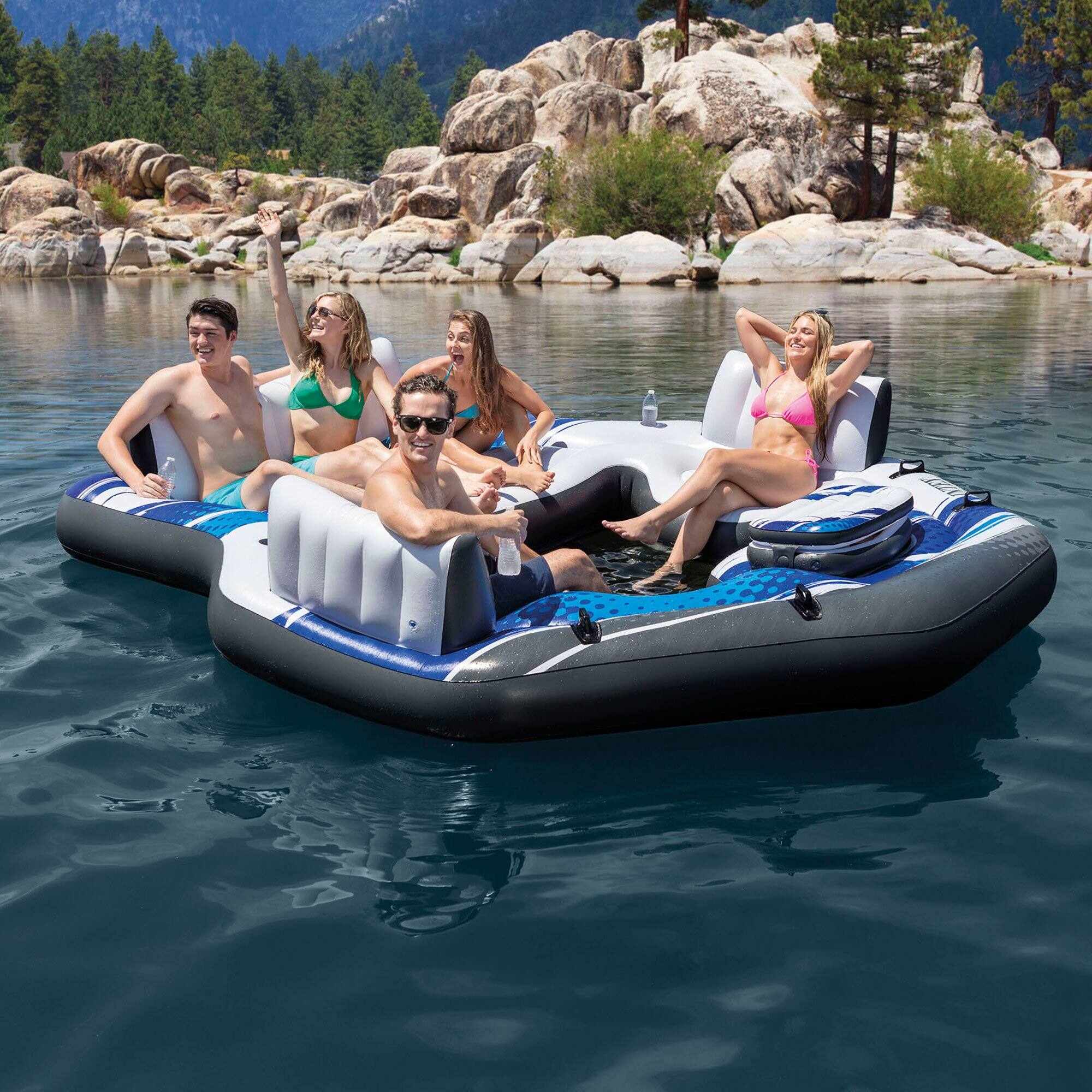 Alt View 10. Intex - Intex 5 Seat Lounging Pool Float & 2 Seat Pool Tube Float w/ Cooler & Repair Kit - Blue.