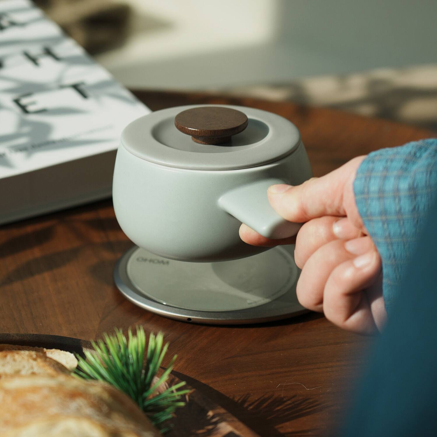 Back. OHOM - Fondi Self-heating Fondue Set - Gray - Grey.