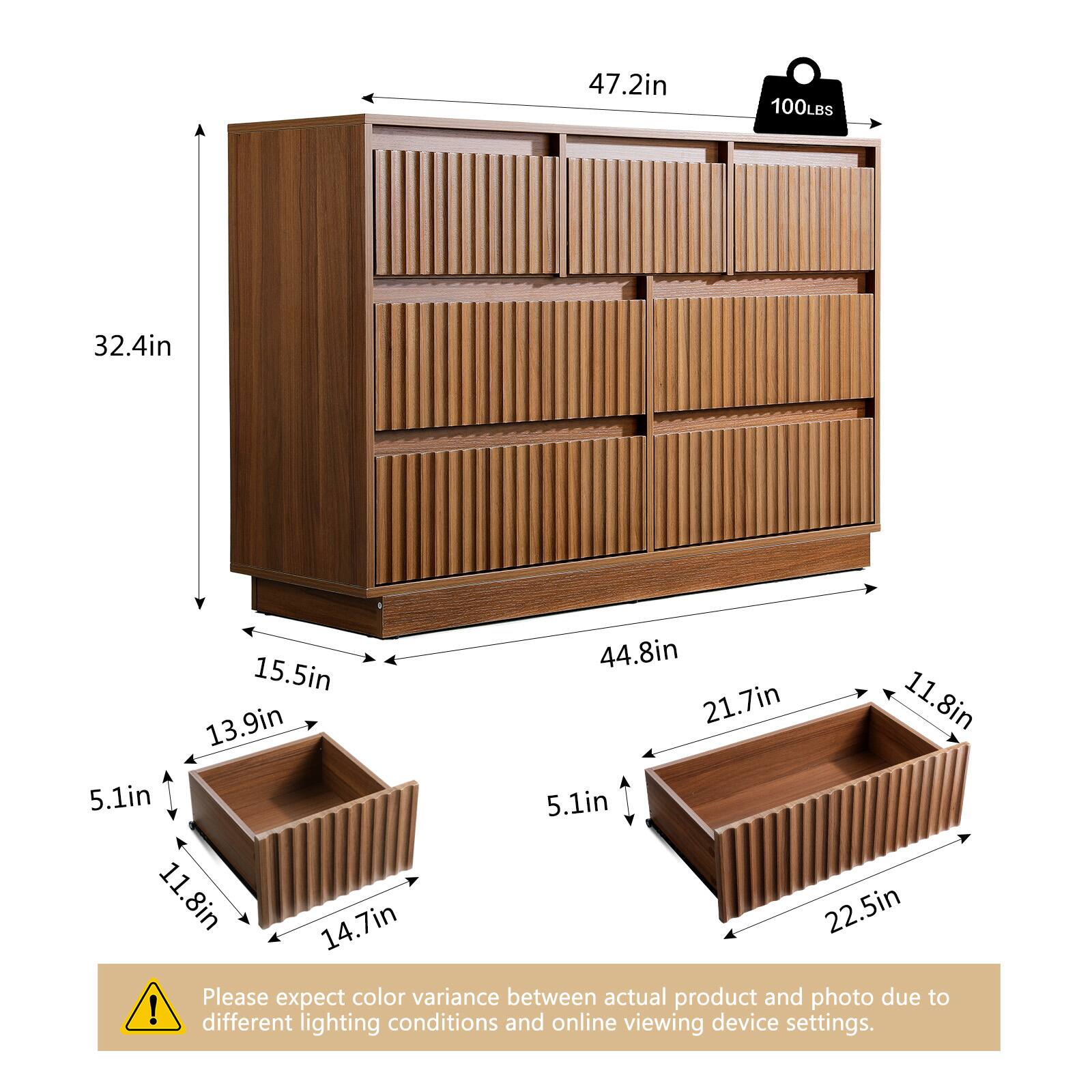 47.2in 100LBS 32.4in 44.8in 15.5in 13.9in 21.7in 11.8in 5.1in 5.1in 11.8in 14.7in 22.5in

Please expect color variance between actual product and photo due to different lighting conditions and online viewing device settings.