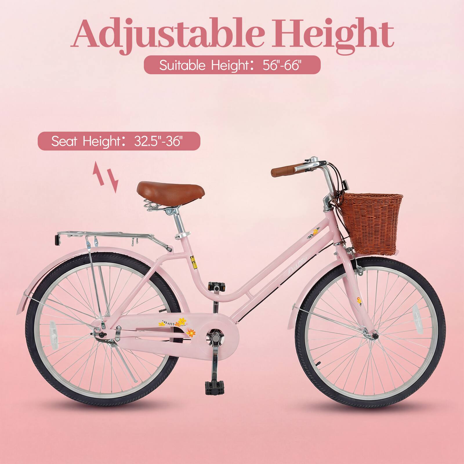 Adjustable Height  
Suitable Height: 56"-66"  
Seat Height: 32.5"-36"
