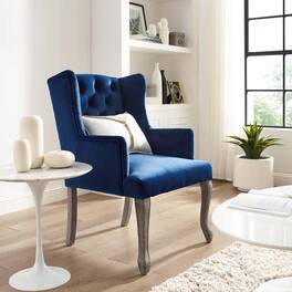 Realm French Vintage Dining Performance Velvet Armchair by Modway - Navy