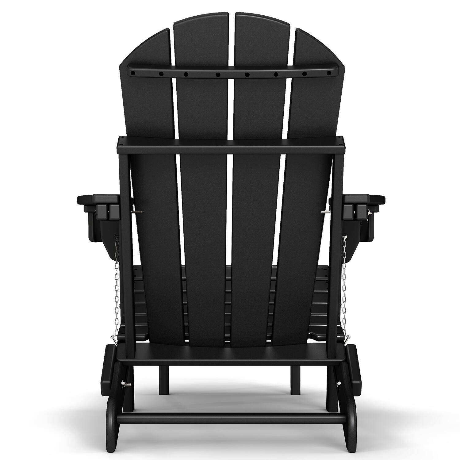 Back. FODINGHILL - HDPE Set of 2 Adirondack Chairs with Ottomans - Black.