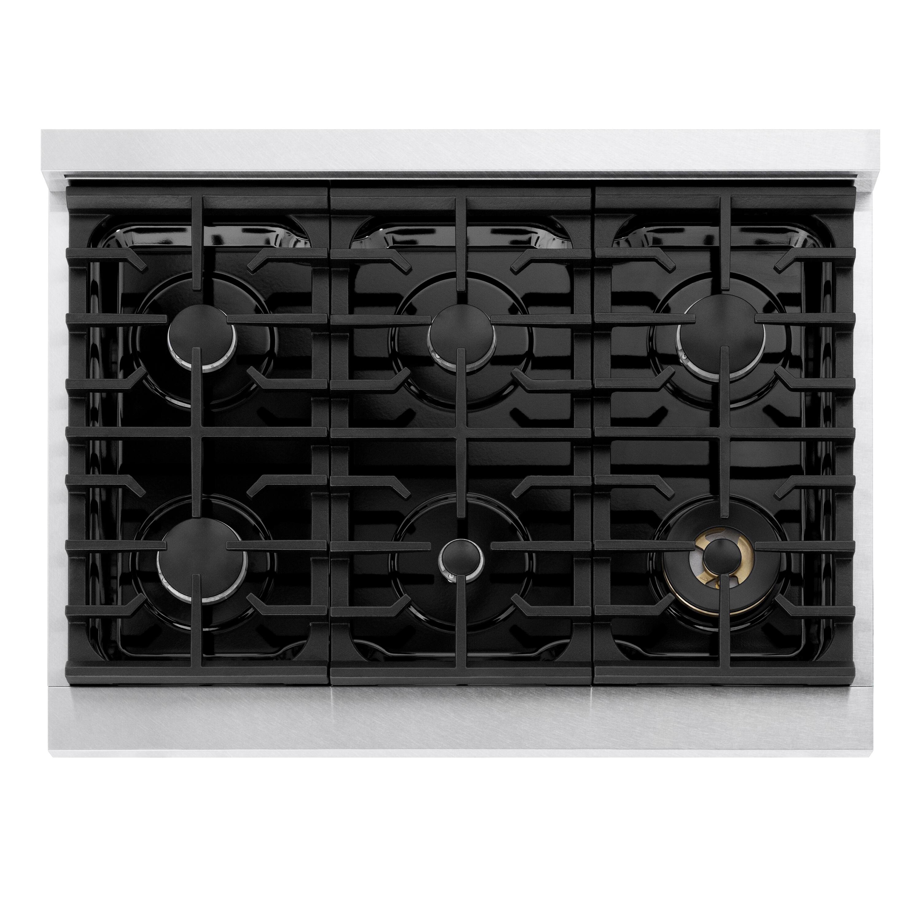 Alt View 10. ZLINE - 36 in. 5.2 cu. ft. Marino Freestanding Gas Range with 6 Burner Cooktop and Manual Clean Convection Gas Oven - Satin Stainless Steel.