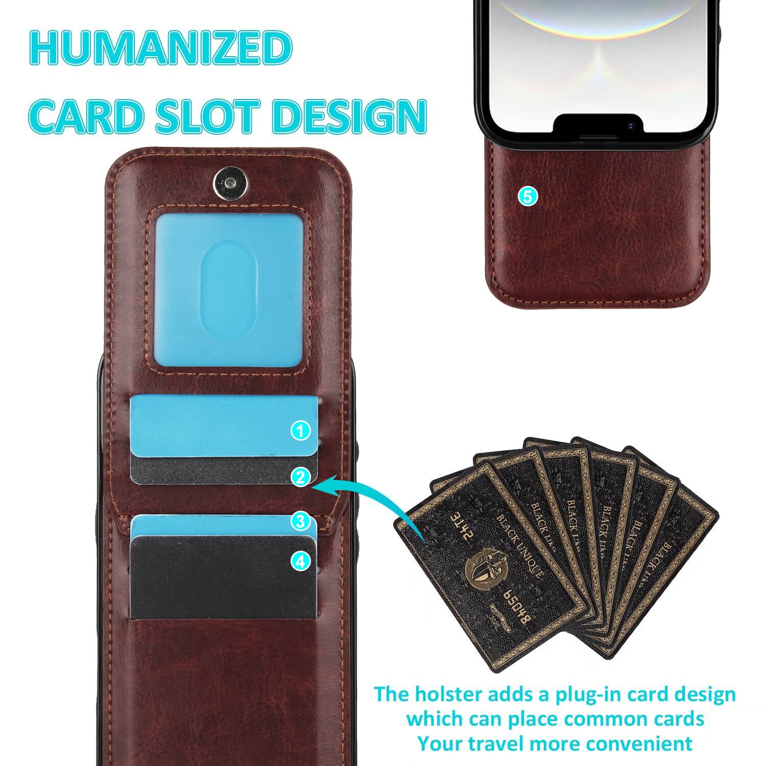 HUMANIZED CARD SLOT DESIGN

5 1 2 3 4 3TA5 BLACK BLACK BLAGK BLAGK UNIQUE UNIQUE nO 65048 BLACK Lko BLAGK BLACK

The holster adds a plug-in card design which can place common cards. Your travel more convenient