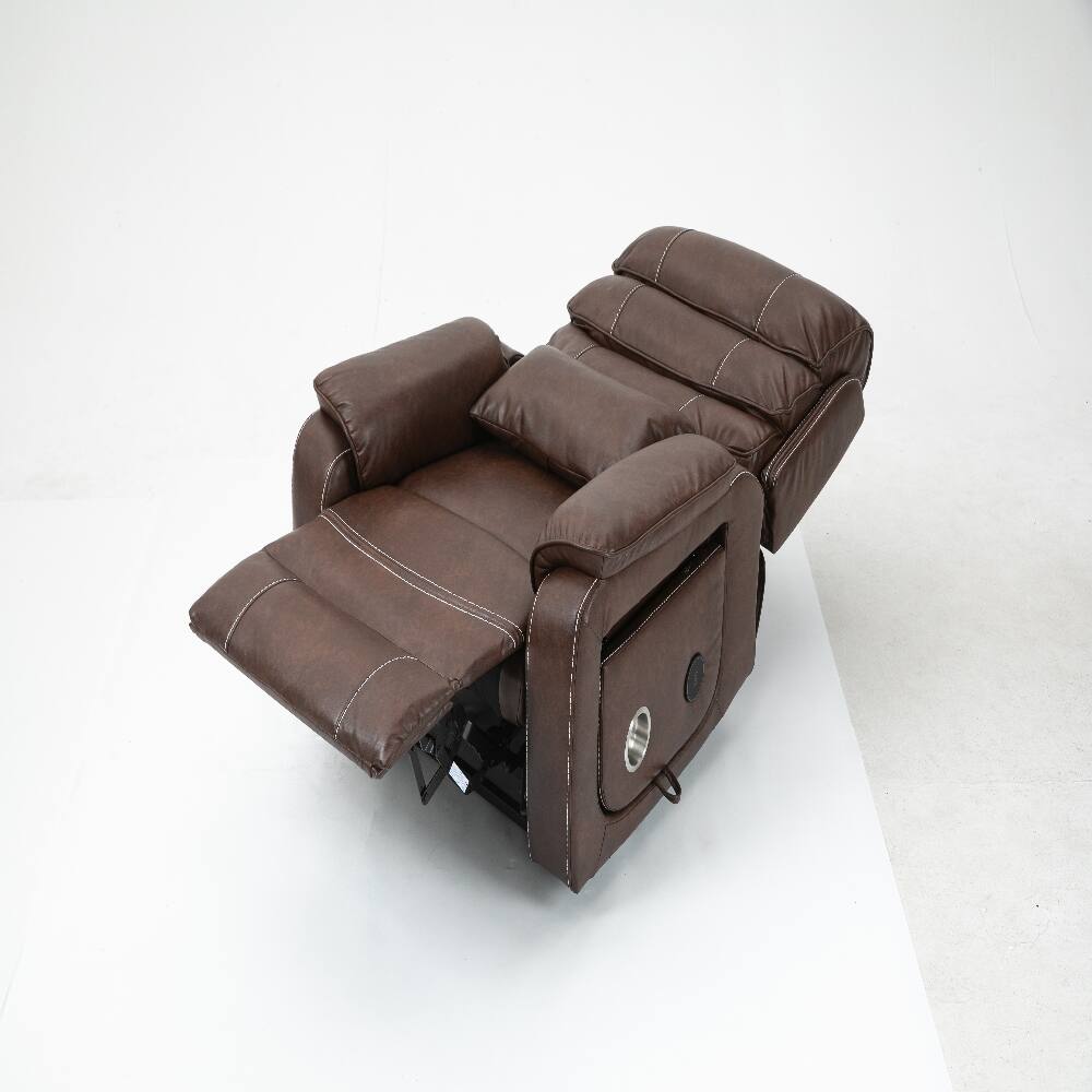 Alt View 6. Loheer - Loheer Power Lift Recliner 180 Degree Lay Flat Big and Tall - Brown.