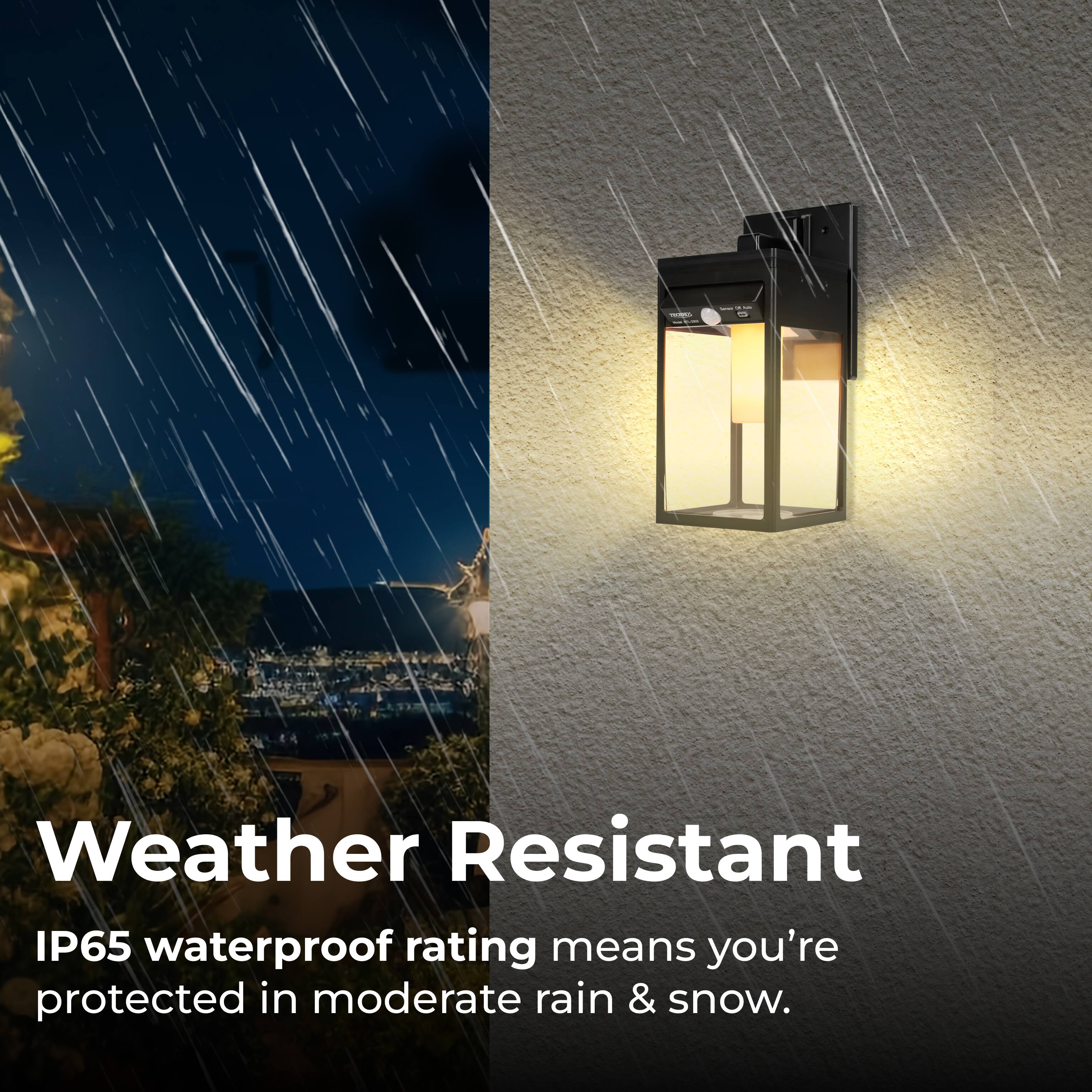 Weather Resistant
IP65 waterproof rating means you're protected in moderate rain & snow.