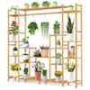 Front. Costway - 9-Tier Bamboo Plant Stand Potted Holder w/Hanging Rack Tall Display Shelf Unit - Natural.