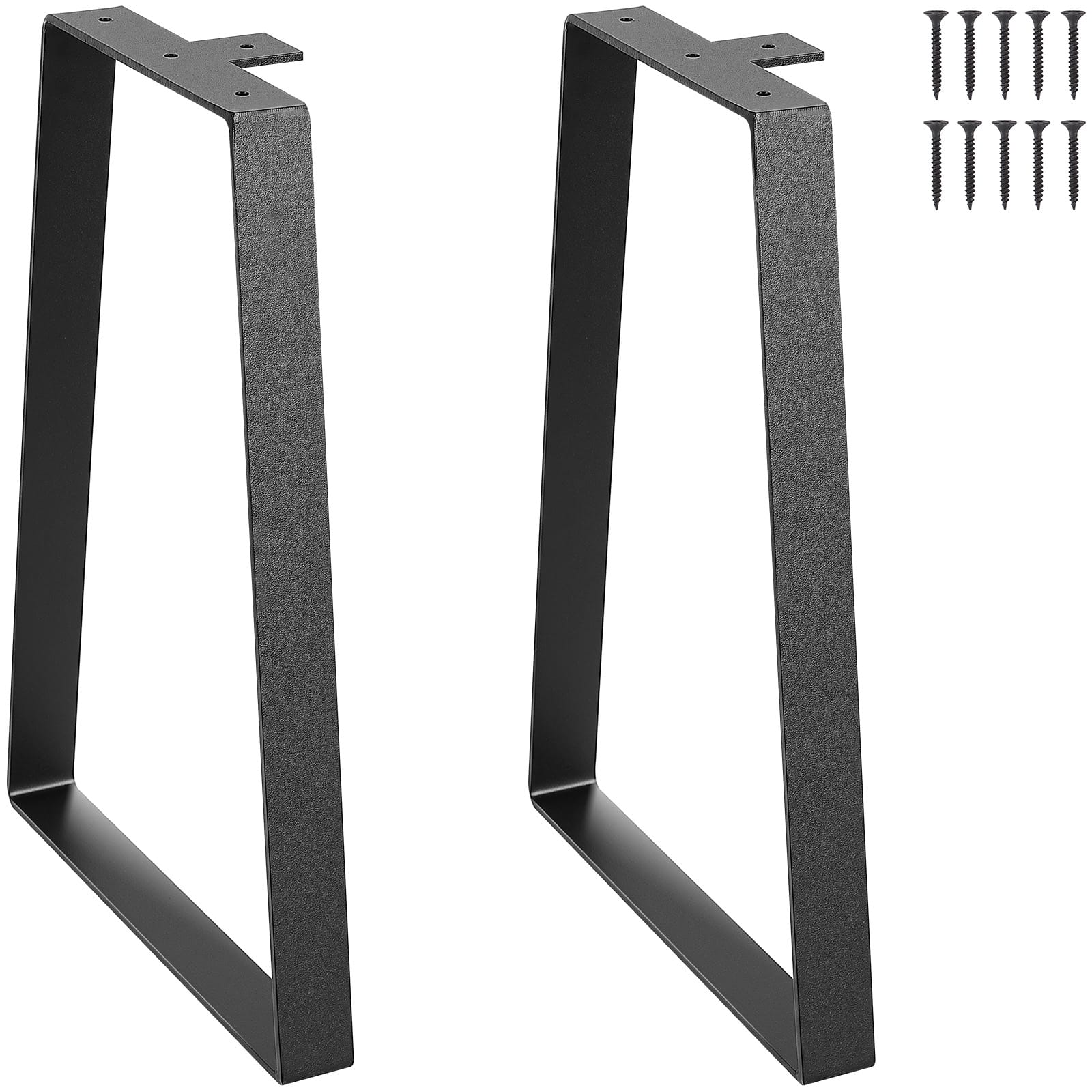VEVOR - 16 inch Trapezoid Steel Table Legs, Replacement Furniture Legs Set of 2 for DIY Coffee Tables, Modern Desks - Black