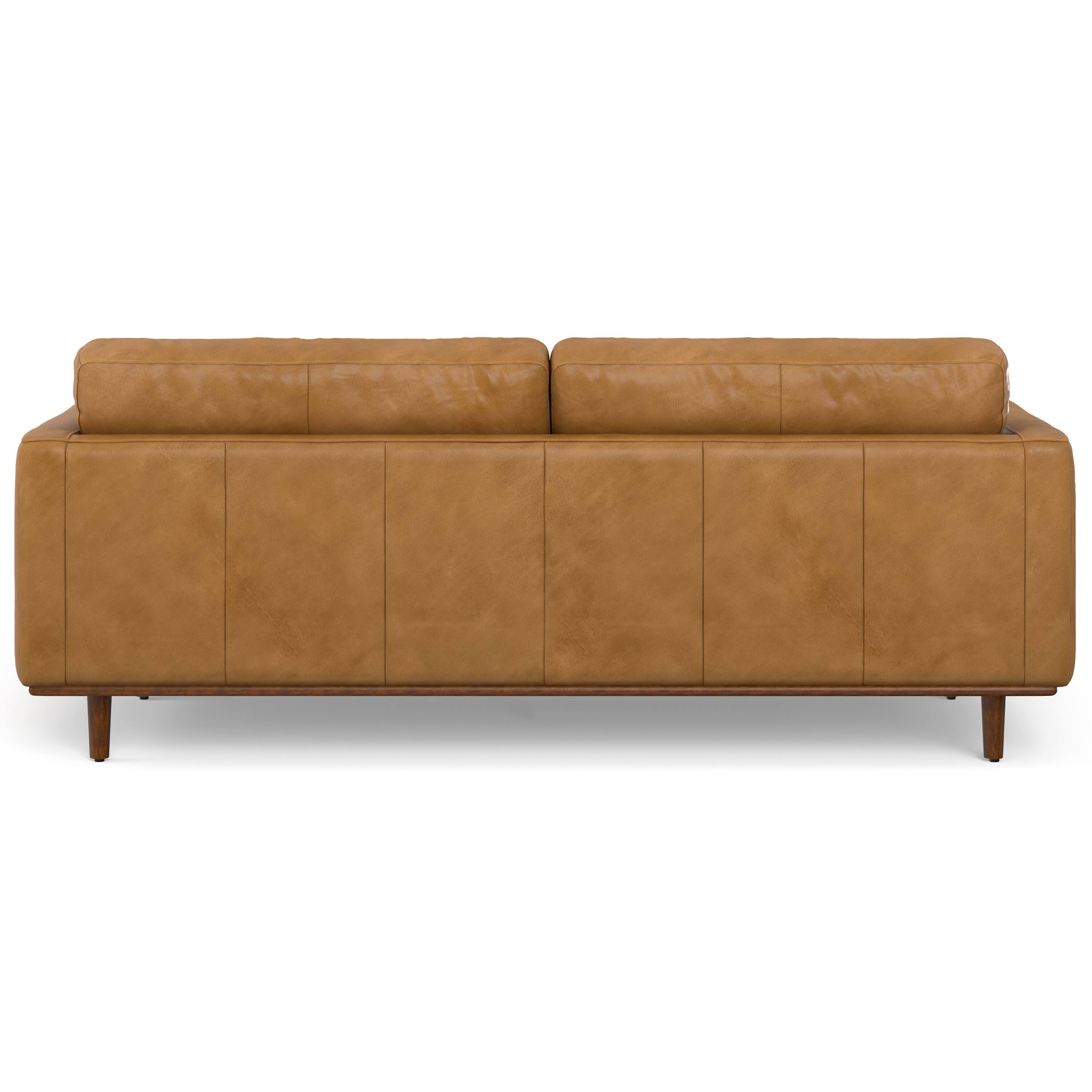 Alt View 6. Simpli Home - Morrison 89 inch Wide Mid-Century Modern Sofa in Sienna Top Grain Genuine Leather - Sienna.