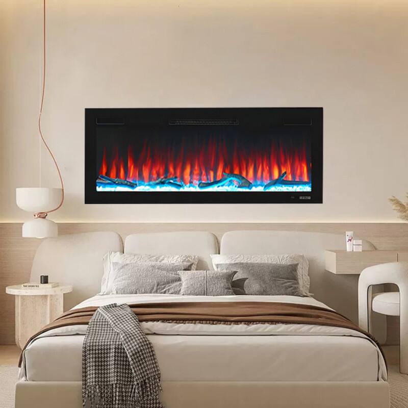 Back. Edendirect - 5100 BTU 60 in. Fireplace Recessed Ultra-Thin Electric Wall-Mounted Heater Furnace with Multicolor Flame.
