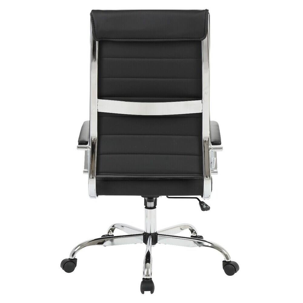 Alt View 5. LeisureMod - Set of 2 Benmar High Back Ergonomic Leather Upholstered Office Chair with Adjustable Height and Padded Armrests - Black.