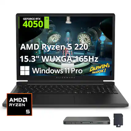 GEFORCE RTX 4050
AMD Ryzen 5 220
15.3" WUXGA 165Hz
Windows 11 Pro
DARWIN'S PARADOX!
ALIENWARE
AMD RYZEN 5