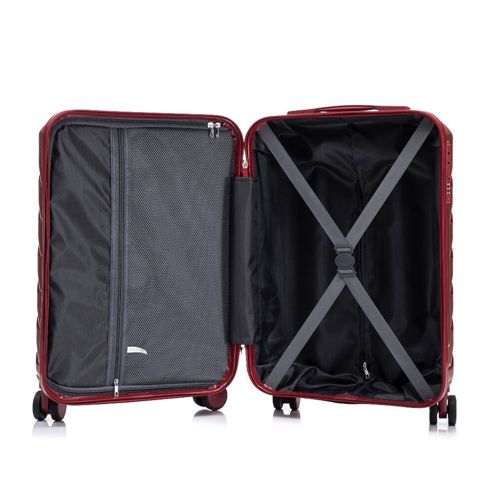 Left. Ropilly - Ropilly 2 Piece Luggage Set Wine Red Hard Shell 20 Inch Carry On Suitcase with 14 Inch Cosmetic Case - Wine Red.