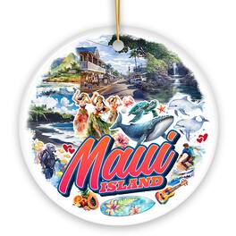 OrnamentallyYou - Majestic Maui Island Christmas Ornament, Hawaiian Tropical Paradise Gift (Version 1) - Multi-colored