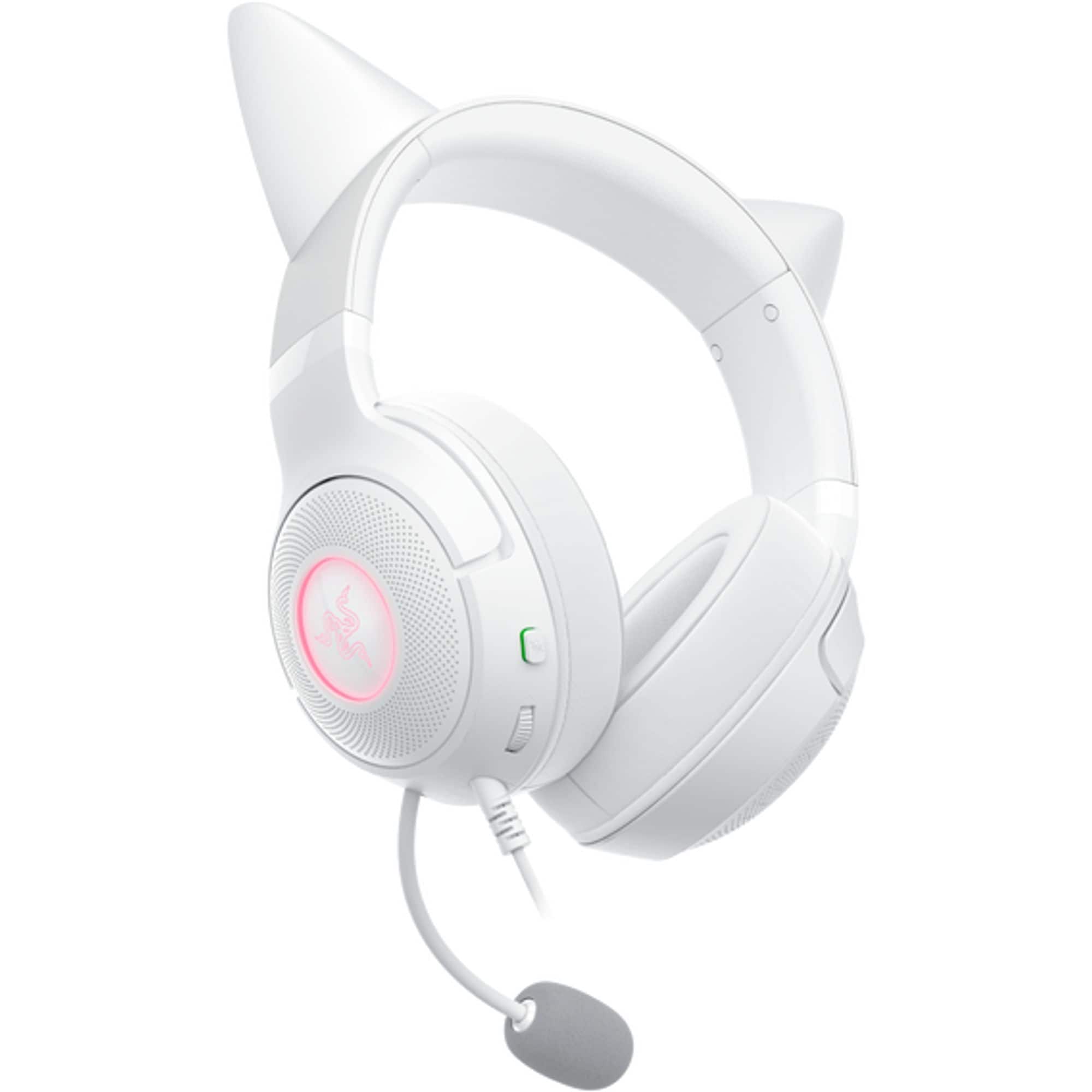 Alt View 5. Razer - Kraken Kitty V2 Wired Over-the-Ear Gaming Headset for PC, Mac, Nintendo Switch, Steam Deck, Mobile, and Tablet - White.