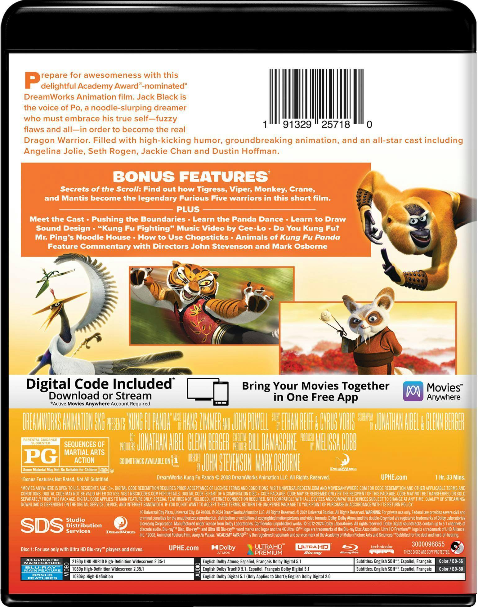 Back. Kung Fu Panda   - 4K Blu-Ray.