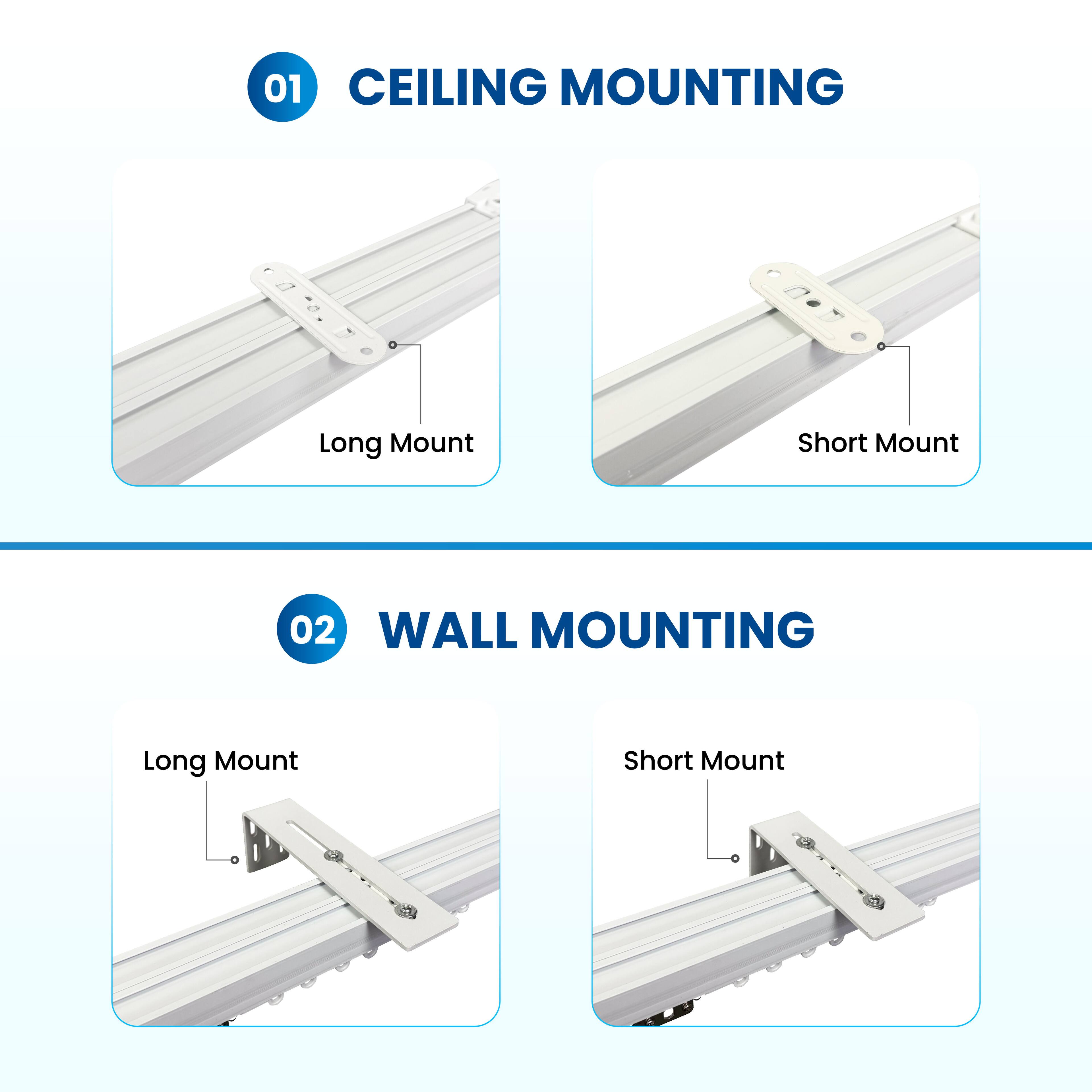 01 CEILING MOUNTING  
- Long Mount  
- Short Mount  

02 WALL MOUNTING  
- Long Mount  
- Short Mount