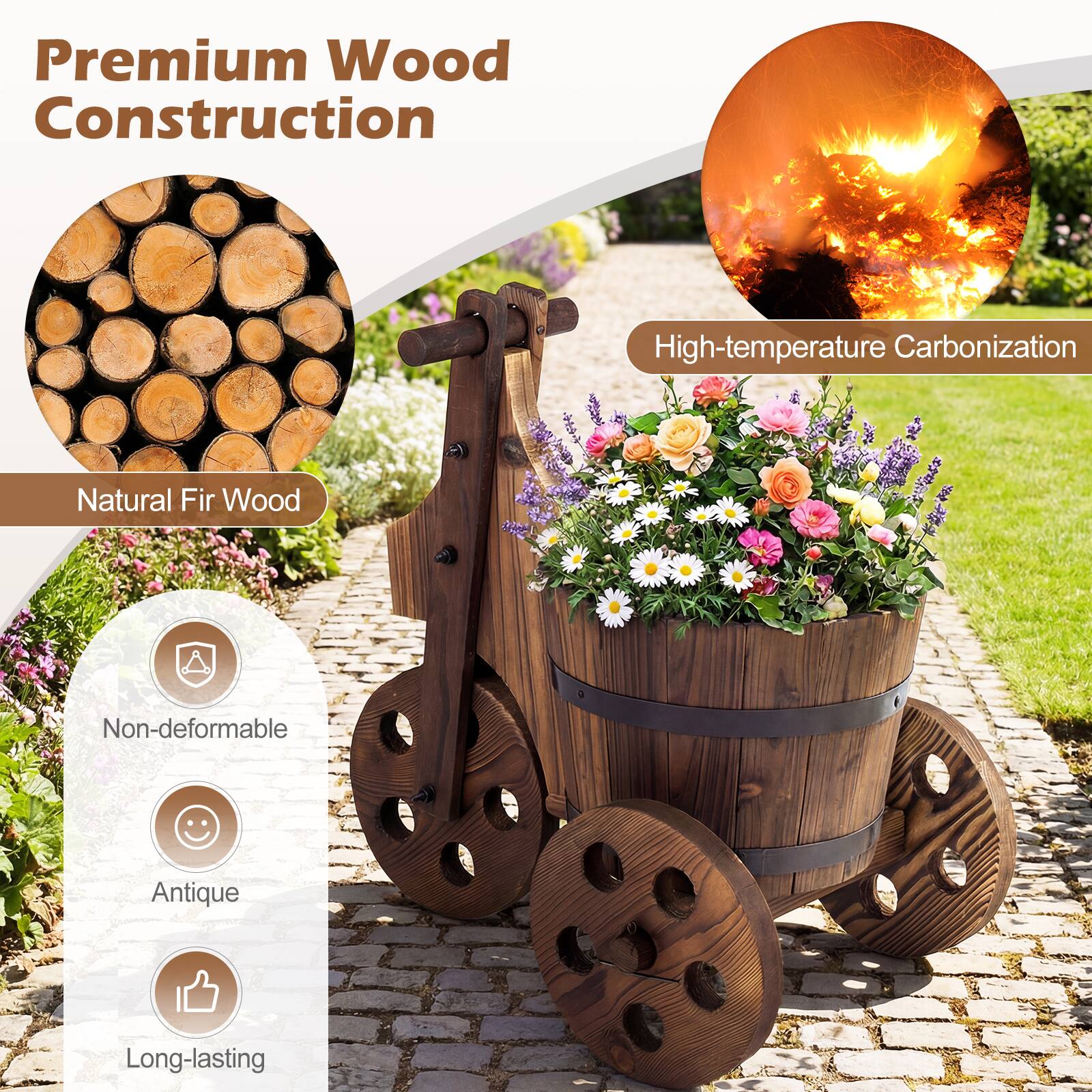 Premium Wood Construction

Natural Fir Wood

High-temperature Carbonization

Non-deformable

Antique

Long-lasting
