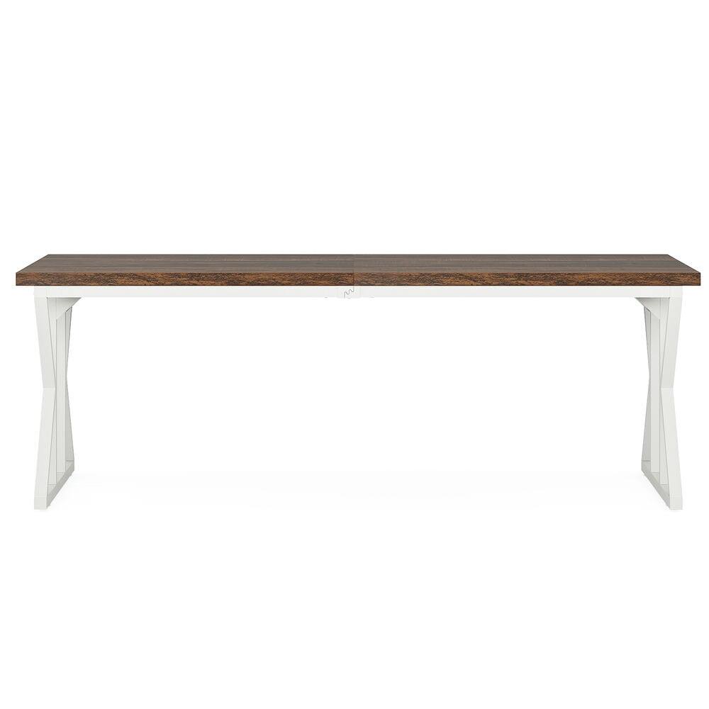 Back. Kadyn - Kadyn Study Writing Desk, 79" Executive Desk, Large Computer Desk for Home Office,Brown & White - Brown & White.