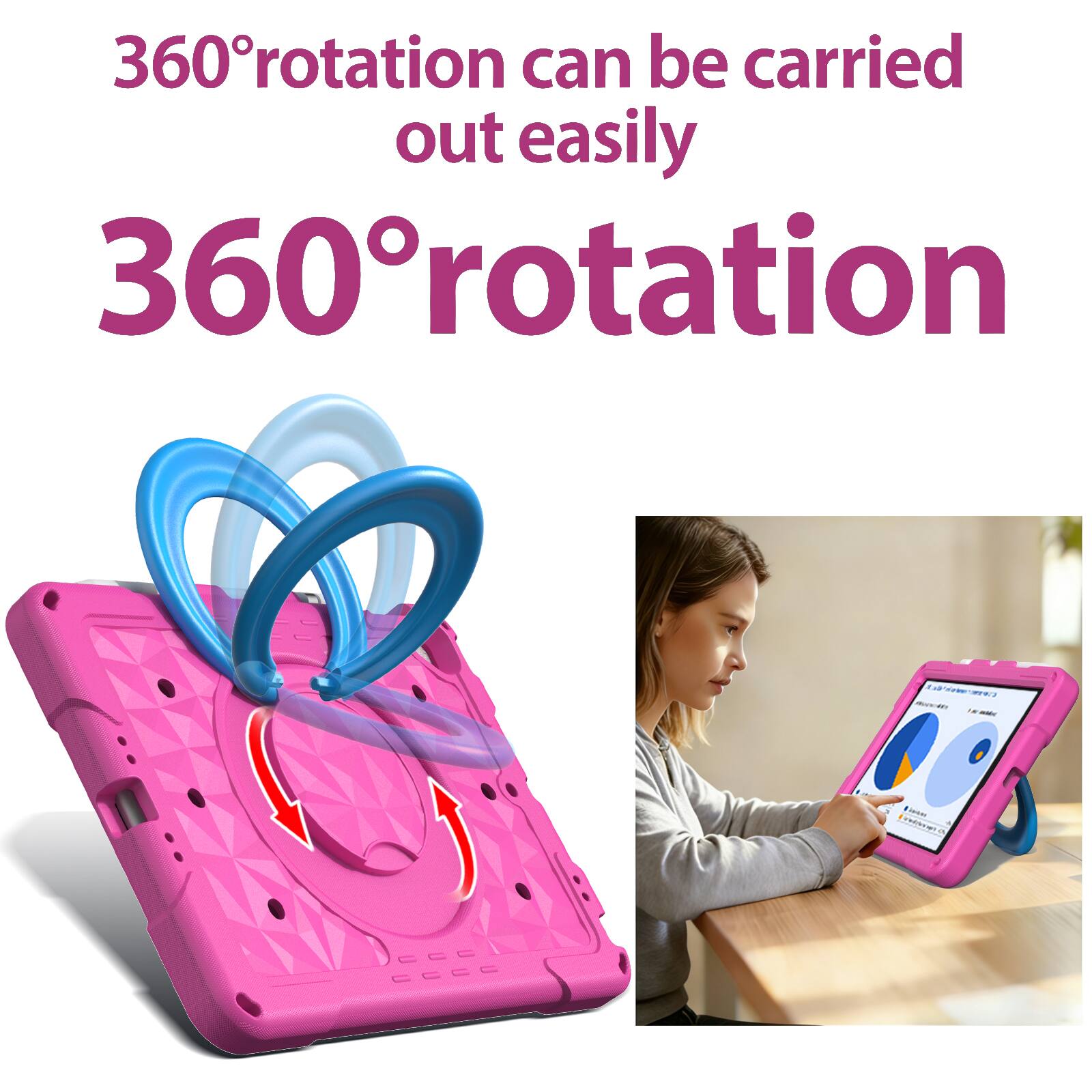 360° rotation can be carried out easily  
360° rotation