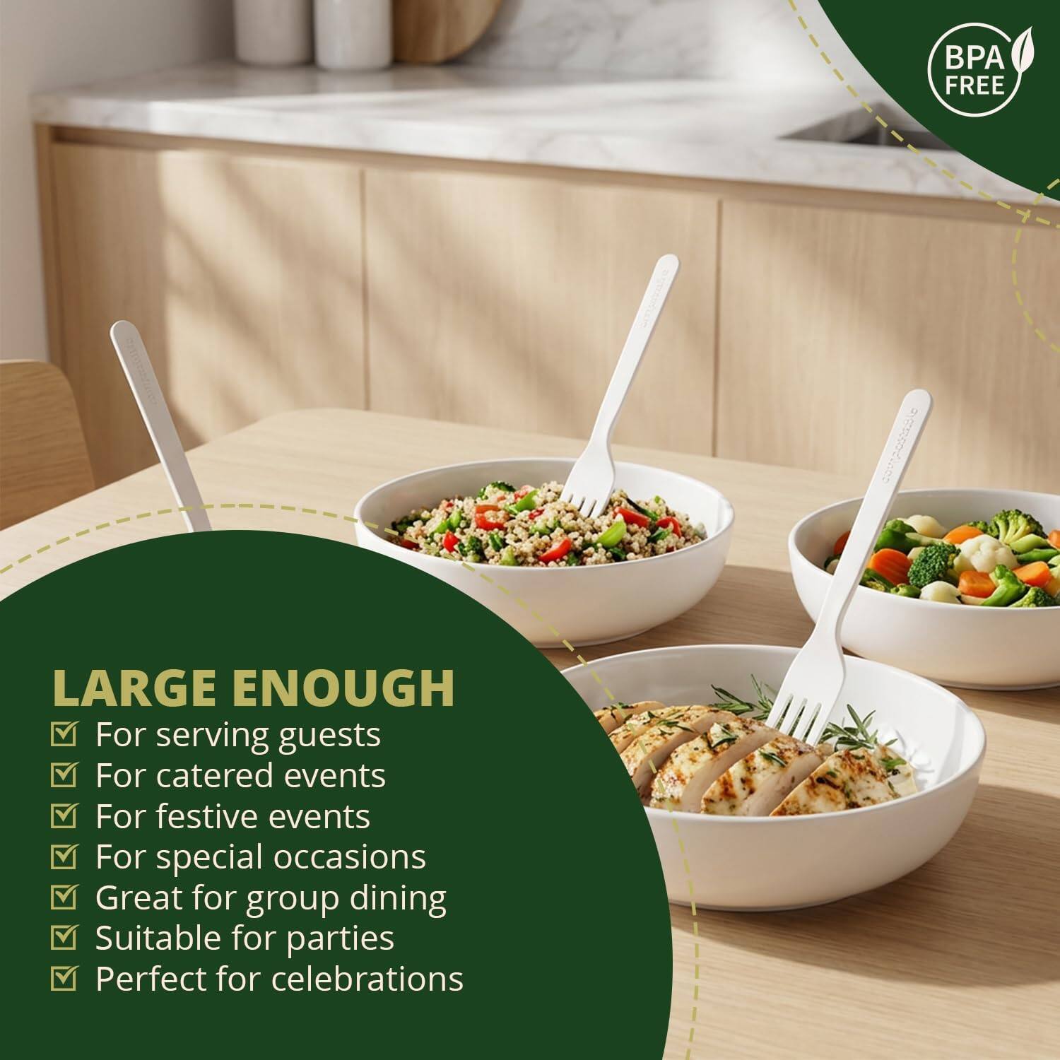 BPA FREE

LARGE ENOUGH

- For serving guests
- For catered events
- For festive events
- For special occasions
- Great for group dining
- Suitable for parties
- Perfect for celebrations