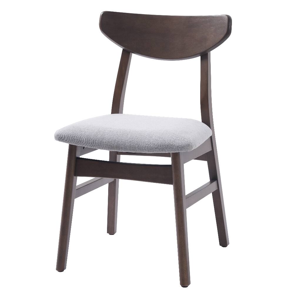 Alt View 4. Loheer - Loheer Set of 2 Scandinavian Dining Chairs Curved Wood Backrest Gray Fabric Seat Brown Finish Mid Century Accent Seating - Brown.