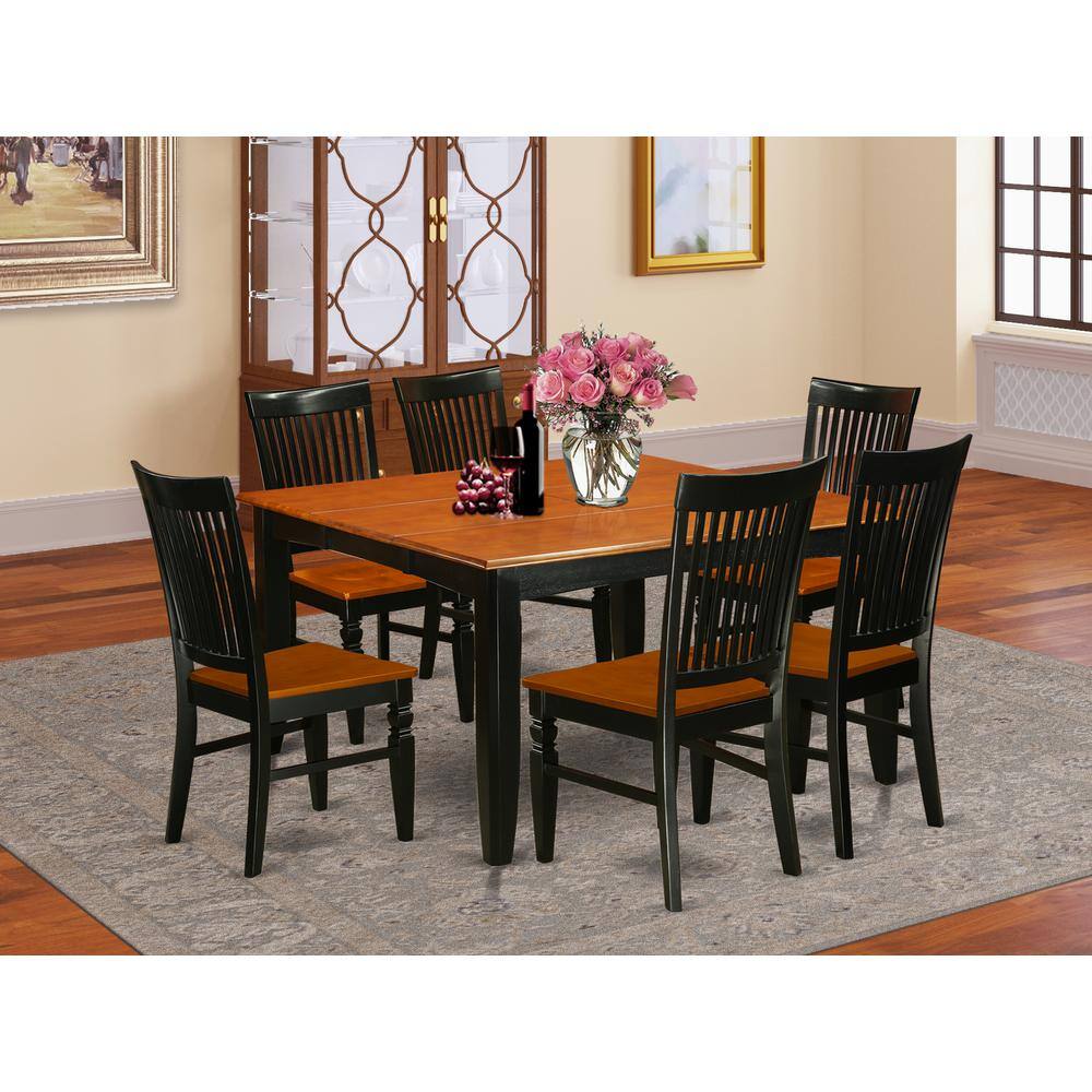 Back. East West Furniture - Dining Room Set Black & Cherry - Brown.