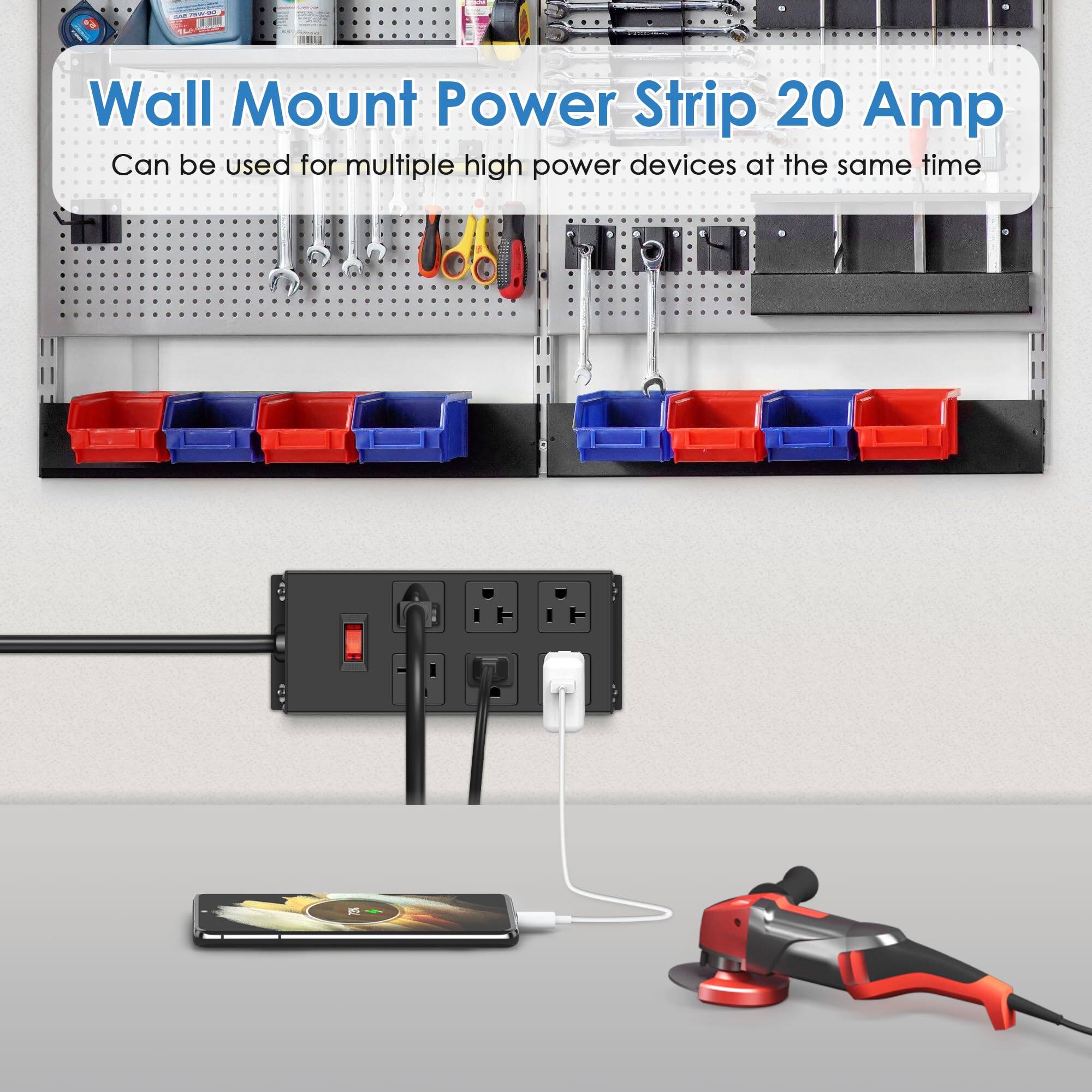 Wall Mount Power Strip 20 Amp  
Can be used for multiple high power devices at the same time