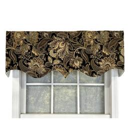 RLF Home - Valdosta Regal Style 3" Rod Pocket Valance 50" x 17" - Black