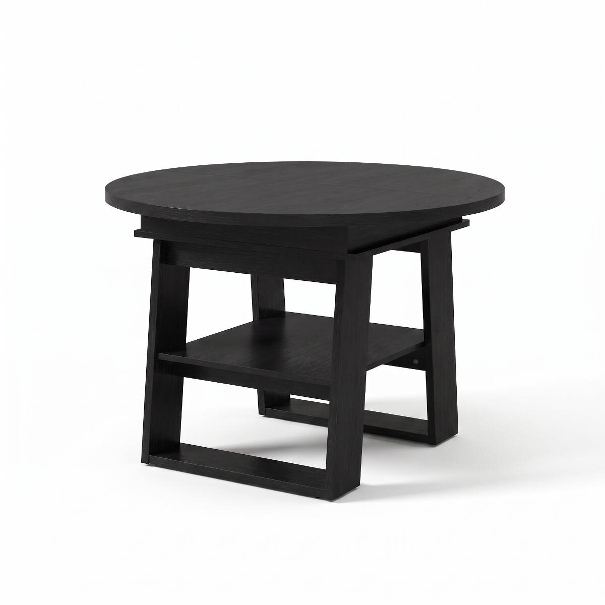 Alt View 7. Loheer - Loheer Extendable Round Dining Table, Black Particle Board, Round to Oval Table for Four to Six - Black.