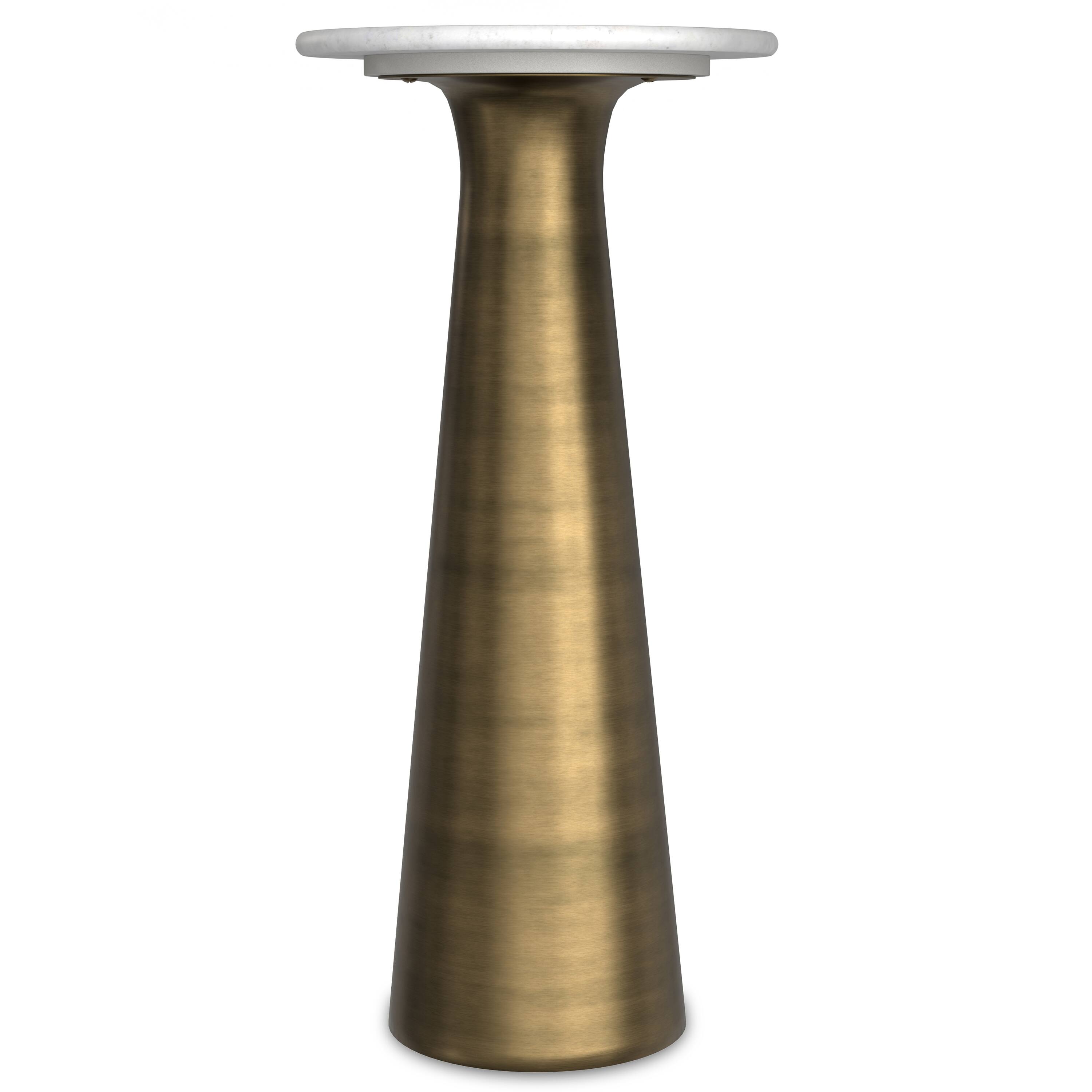 Left. Simpli Home - Nicollette Modern Contemporary 12 inch Wide Metal Side Table in Antique Brass - Antique Brass.