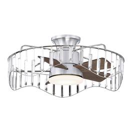Parrot Uncle - 27.2" Bladeless Flush Mount Crystal Ceiling Fan with LED Light and Remote, 6-Speed Reversible Motor - Brushed Nickel